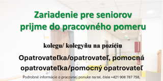 Opatrovateľka/opatrovateľ, pomocná opatrovateľka/pomocný opatrovateľ